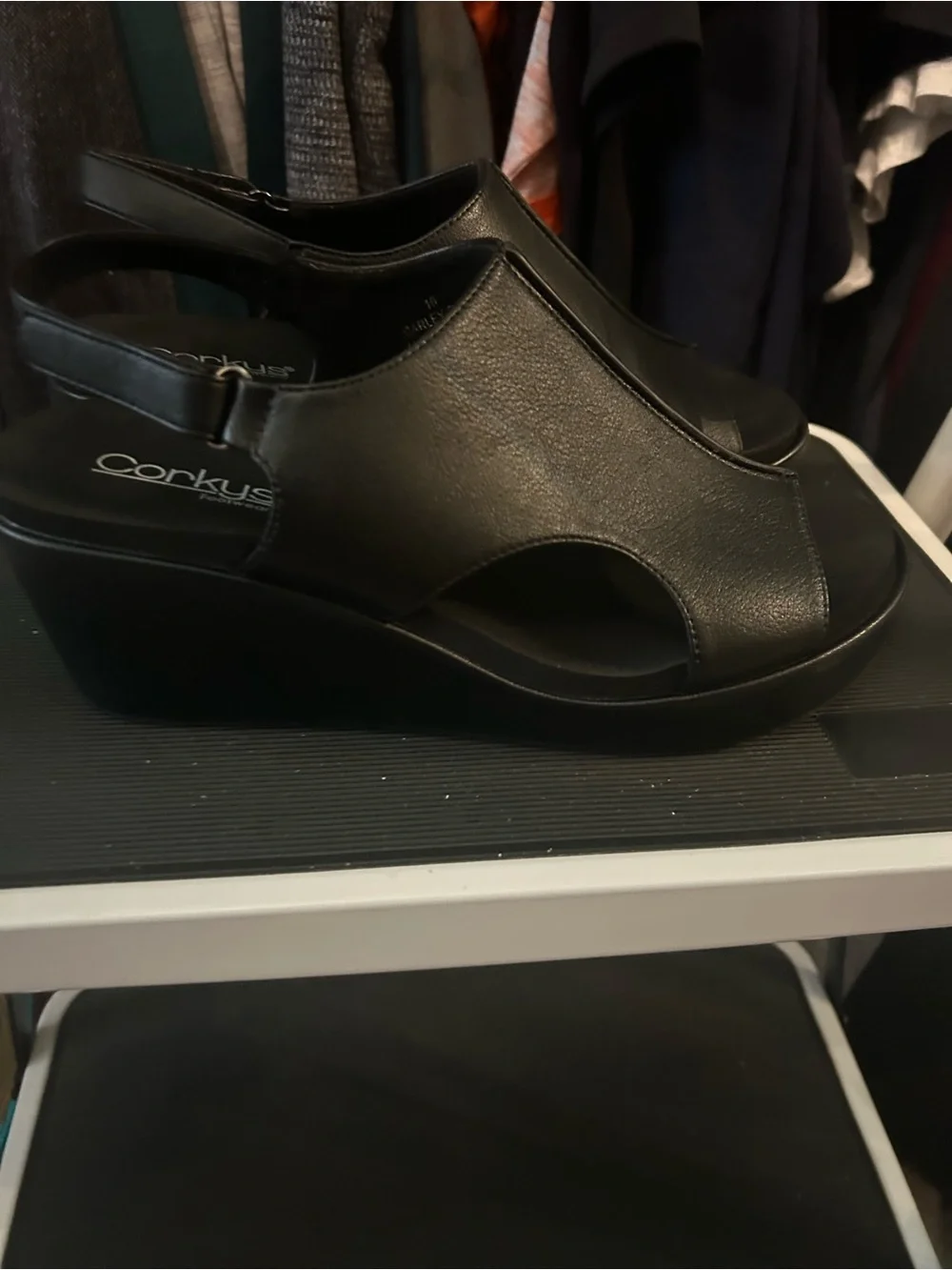 Corkys Black Open-Toe Slingback Sandals